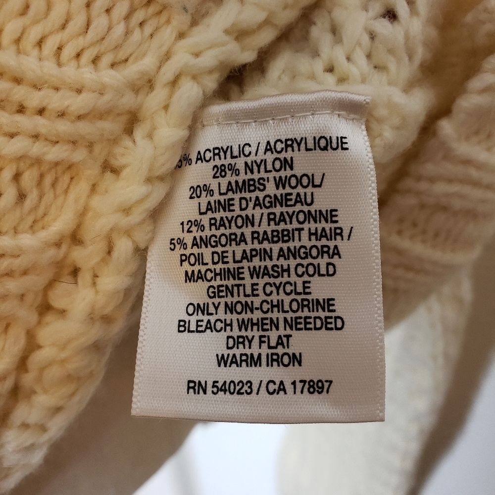 Old Navy Angora Wool Rabbit Cream Sweater Hoodie Textured Tight Knit Comfy Rare - Picture 12 of 16